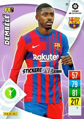 Sticker Ousmane Dembélé - Liga Santander 2021-2022. Adrenalyn XL
 n. 71 - Panini