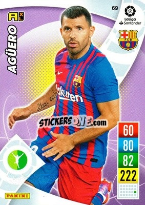 Sticker Sergio Agüero - Liga Santander 2021-2022. Adrenalyn XL
 n. 69 - Panini