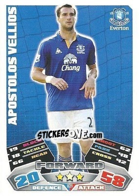 Sticker Apostolos Vellios - English Premier League 2011-2012. Match Attax Extra n. U21 - Topps