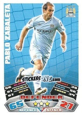 Sticker Pablo Zabaleta - English Premier League 2011-2012. Match Attax Extra - Topps