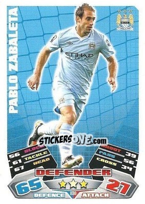 Sticker Pablo Zabaleta - English Premier League 2011-2012. Match Attax Extra n. U30 - Topps