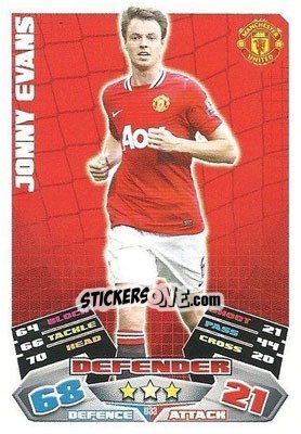 Sticker Jonny Evans - English Premier League 2011-2012. Match Attax Extra - Topps