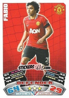 Sticker Fabio da Silva - English Premier League 2011-2012. Match Attax Extra - Topps
