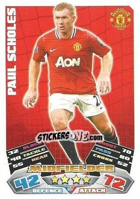 Sticker Paul Scholes - English Premier League 2011-2012. Match Attax Extra - Topps
