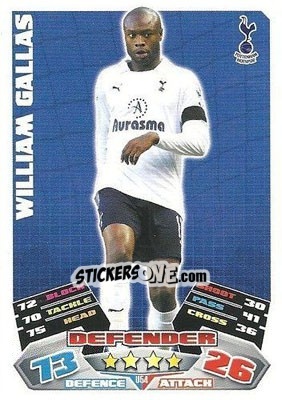 Sticker William Gallas - English Premier League 2011-2012. Match Attax Extra - Topps