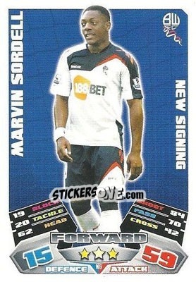 Sticker Marvin Sordell - English Premier League 2011-2012. Match Attax Extra n. N6 - Topps