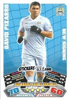 Sticker David Pizarro - English Premier League 2011-2012. Match Attax Extra n. N11 - Topps