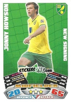 Sticker Jonny Howson - English Premier League 2011-2012. Match Attax Extra n. N12 - Topps