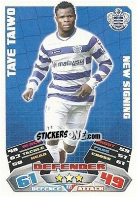 Sticker Taye Taiwo - English Premier League 2011-2012. Match Attax Extra n. N15 - Topps