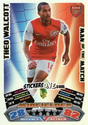 Sticker Theo Walcott - English Premier League 2011-2012. Match Attax Extra n. M1 - Topps