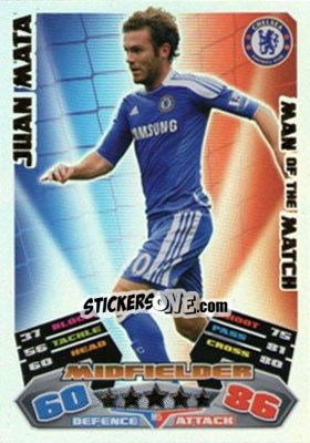 Sticker Juan Mata - English Premier League 2011-2012. Match Attax Extra - Topps