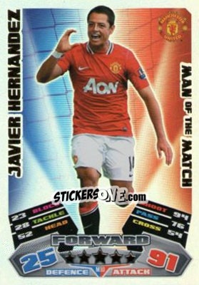 Sticker Javier Hernandez - English Premier League 2011-2012. Match Attax Extra n. M10 - Topps