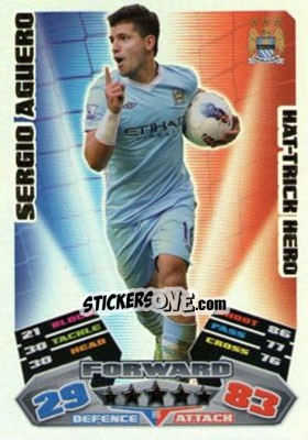 Sticker Sergio Aguero - English Premier League 2011-2012. Match Attax Extra n. H6 - Topps