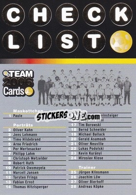 Figurina Checklist - DFB Team 2006 Cards
 - Panini