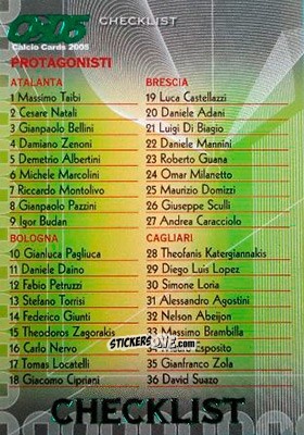 Sticker Checklist 1 - Calcio Cards 2004-2005 n. CL1 - Panini