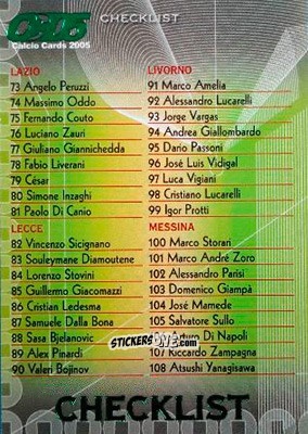 Sticker Checklist 2 - Calcio Cards 2004-2005 n. CL2 - Panini