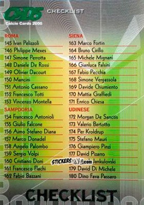 Sticker Checklist 3 - Calcio Cards 2004-2005 n. CL3 - Panini