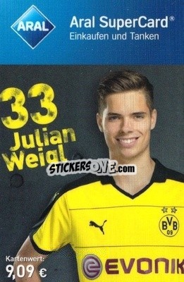 Sticker Julian Weigl - BVB Borussia Dortmund 2015-2016
 n. 19 - Aral