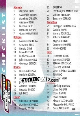 Cromo Checklist - Calcio Cards 2001-2002 - Panini