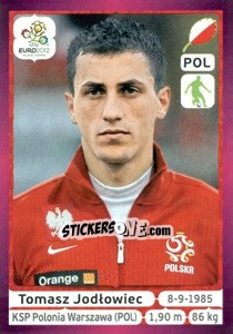 Sticker Tomasz Jodłowiec - UEFA Euro Poland-Ukraine 2012. Deutschland edition n. 62 - Panini