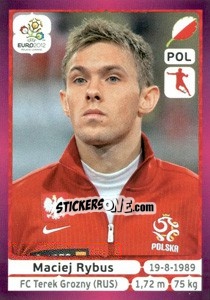 Sticker Maciej Rybus - UEFA Euro Poland-Ukraine 2012. Deutschland edition n. 68 - Panini