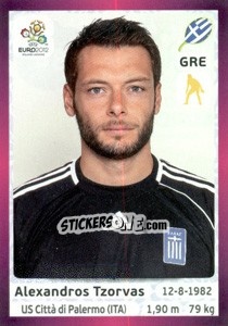 Sticker Alexandros Tzorvas - UEFA Euro Poland-Ukraine 2012. Deutschland edition n. 84 - Panini