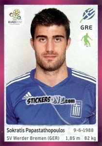 Sticker Sokratis Papastathopoulos - UEFA Euro Poland-Ukraine 2012. Deutschland edition n. 87 - Panini