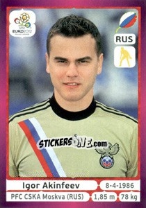 Sticker Igor Akinfeev - UEFA Euro Poland-Ukraine 2012. Deutschland edition n. 113 - Panini