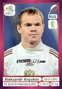 Sticker Aleksandr Anyukov - UEFA Euro Poland-Ukraine 2012. Deutschland edition n. 116 - Panini