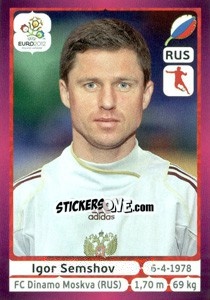 Sticker Igor Semshov - UEFA Euro Poland-Ukraine 2012. Deutschland edition - Panini