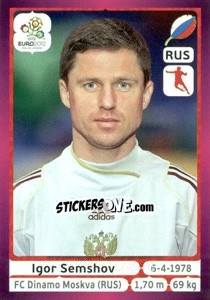 Sticker Igor Semshov - UEFA Euro Poland-Ukraine 2012. Deutschland edition n. 123 - Panini