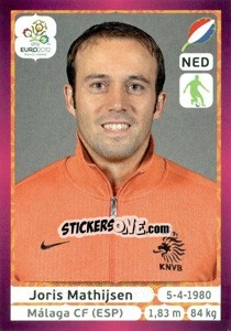 Sticker Joris Mathijsen - UEFA Euro Poland-Ukraine 2012. Deutschland edition n. 174 - Panini