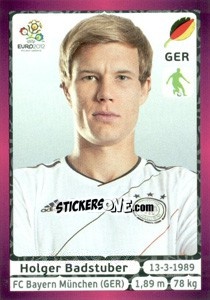 Sticker Holger Badstuber - UEFA Euro Poland-Ukraine 2012. Deutschland edition - Panini