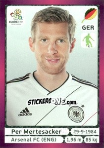 Sticker Per Mertesacker - UEFA Euro Poland-Ukraine 2012. Deutschland edition n. 233 - Panini