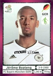 Sticker Jérôme Boateng - UEFA Euro Poland-Ukraine 2012. Deutschland edition n. 234 - Panini