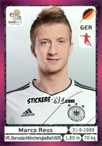 Sticker Marco Reus - UEFA Euro Poland-Ukraine 2012. Deutschland edition - Panini