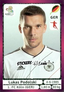 Sticker Lukas Podolski - UEFA Euro Poland-Ukraine 2012. Deutschland edition - Panini