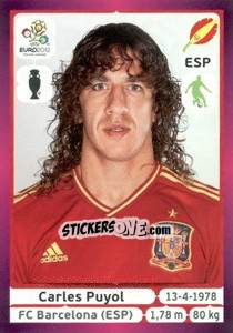 Sticker Carles Puyol - UEFA Euro Poland-Ukraine 2012. Deutschland edition n. 289 - Panini