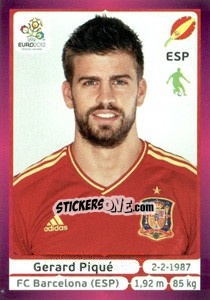 Sticker Gerard Piqué - UEFA Euro Poland-Ukraine 2012. Deutschland edition n. 290 - Panini