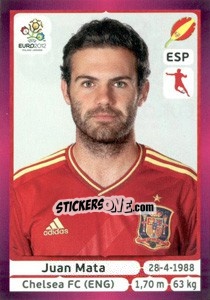 Sticker Juan Mata - UEFA Euro Poland-Ukraine 2012. Deutschland edition n. 301 - Panini