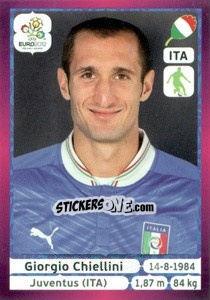 Sticker Giorgio Chiellini - UEFA Euro Poland-Ukraine 2012. Deutschland edition n. 318 - Panini