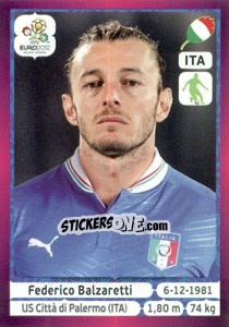 Sticker Federico Balzaretti - UEFA Euro Poland-Ukraine 2012. Deutschland edition n. 321 - Panini