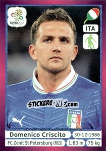 Sticker Domenico Criscito - UEFA Euro Poland-Ukraine 2012. Deutschland edition n. 322 - Panini