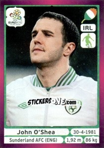 Sticker John O'Shea - UEFA Euro Poland-Ukraine 2012. Deutschland edition n. 349 - Panini