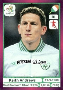 Sticker Keith Andrews - UEFA Euro Poland-Ukraine 2012. Deutschland edition n. 356 - Panini