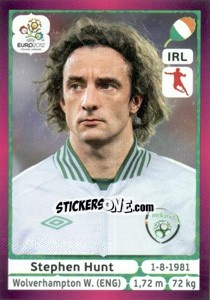 Sticker Stephen Hunt - UEFA Euro Poland-Ukraine 2012. Deutschland edition n. 358 - Panini