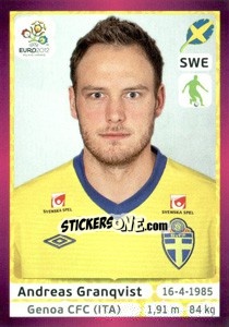 Sticker Andreas Granqvist - UEFA Euro Poland-Ukraine 2012. Deutschland edition - Panini