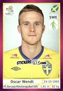 Cromo Oscar Wendt - UEFA Euro Poland-Ukraine 2012. Deutschland edition - Panini