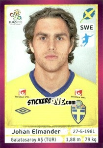 Sticker Johan Elmander - UEFA Euro Poland-Ukraine 2012. Deutschland edition n. 450 - Panini