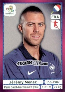 Cromo Jérémy Menez - UEFA Euro Poland-Ukraine 2012. Deutschland edition - Panini